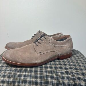 Fairlane Mens Suede Derby‎ Dress Shoes Taupe Lace Up Size 10.5
